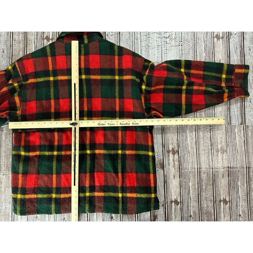 Johnson Woolen Mills Shirt Jacket Wool Plaid Full Zip Up Size 20 Vintage - Picture 6 of 7